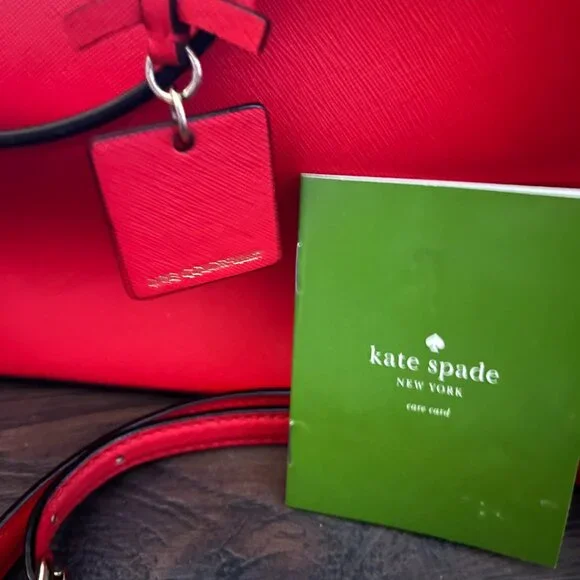 Kate Spade Crab Red Leather Laurel Way Evangelie Crossbody Satchel handbag Purse